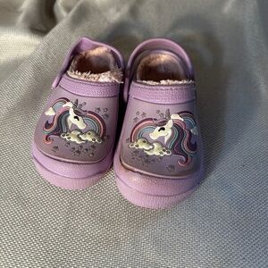 CNY, Kids Croc, Purple, Pink Faux Fur Lining, Unicorn
